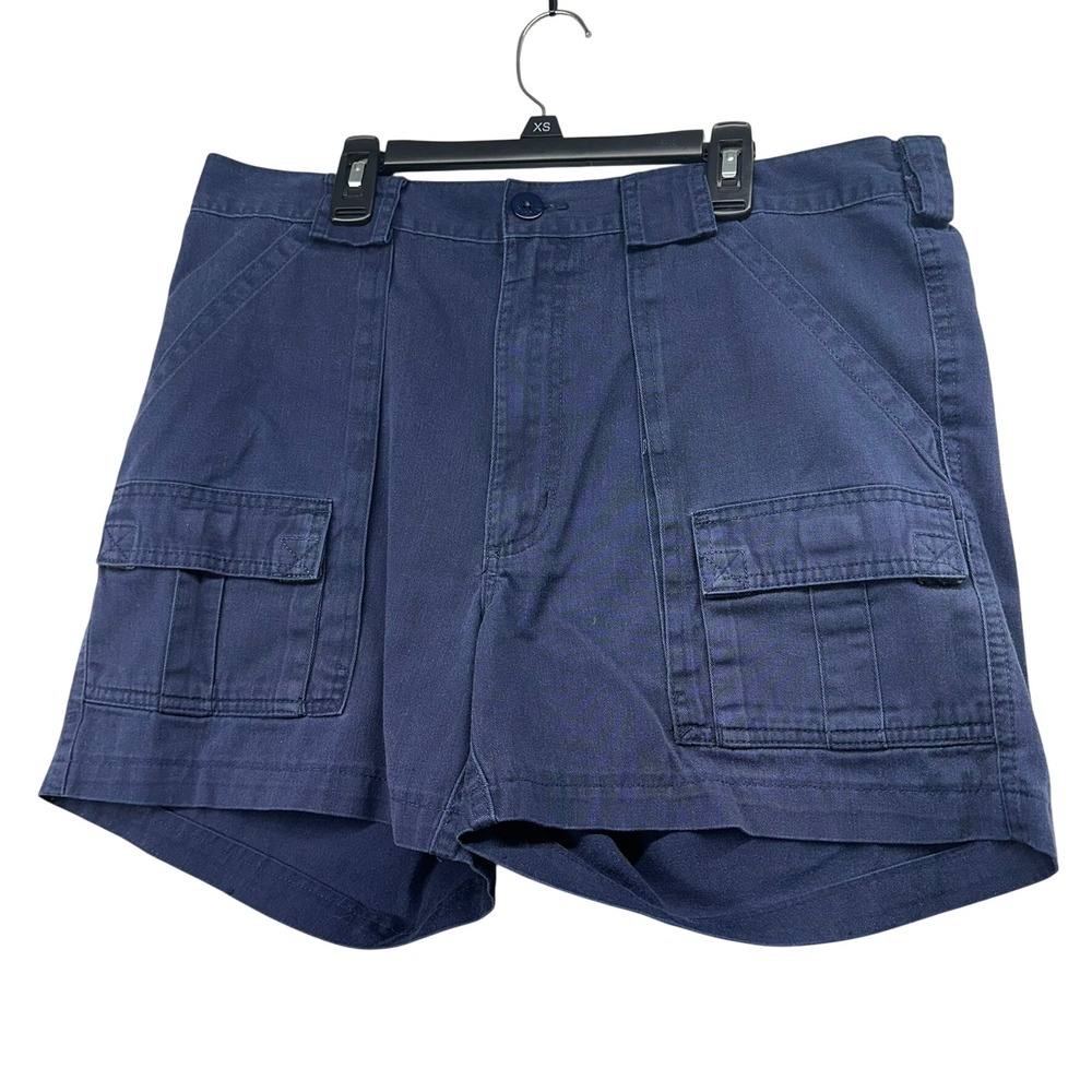 Weekender Men Navy Blue Cargo Shorts Size 34 Elastic Waist Cotton Blend MO33810